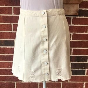White Distressed Skirt
